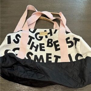Benefit Cosmetics Pink, Black and White Small Quilted Duffle/Gym Bag